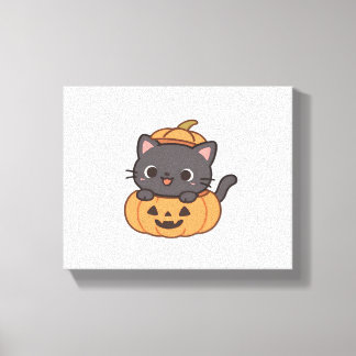 Pumpkin T-Shirt - Svart kattinlägg - Canvastryck