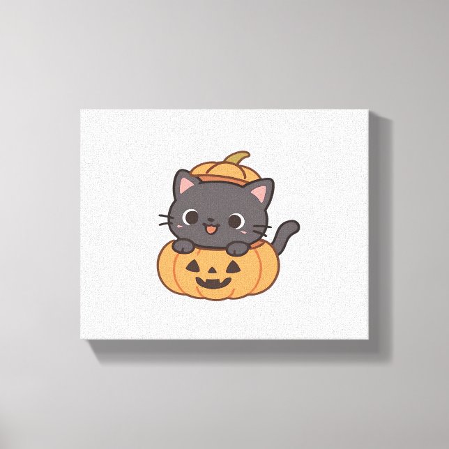 Pumpkin T-Shirt - Svart kattinlägg - Canvastryck (Framsida)