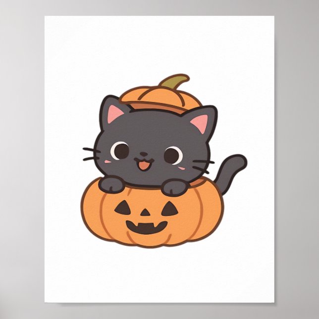 Pumpkin T-Shirt - Svart kattinlägg - Poster (Framsidan)