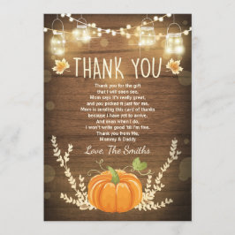 Pumpkin tack för att du fick Rustic Fall Baby-dusc Kort