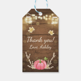 Pumpkin Tack Märkre Rustic Fall Wood Ljus Presentetikett