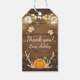 Pumpkin Tack Märkre Rustic Fall Wood Ljus Presentetikett