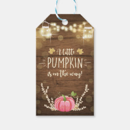 Pumpkin Tack Märkre Rustic Fall Wood Ljus Presentetikett