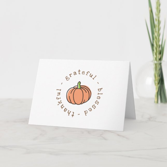 Pumpkin - tacksam, tacksam, välsignad familjefoto kort (Framsida)