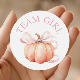 Pumpkin Team Girl Gender Reveal Runt Klistermärke