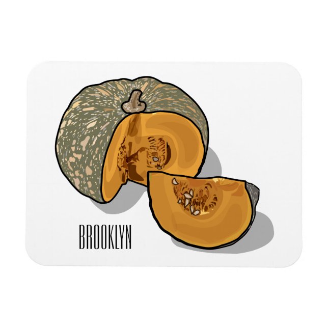 Pumpkin-tecknad illustration magnet (Horisontell)
