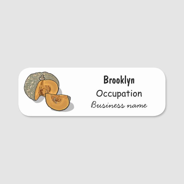 Pumpkin-tecknad illustration namnbricka (Framsida)