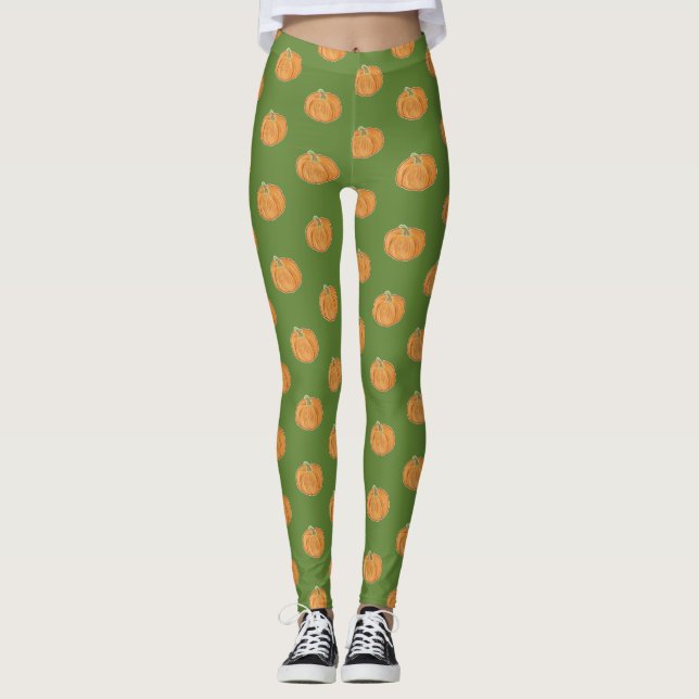 Pumpkin Teckning Leggings (Framsida)