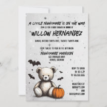 Pumpkin Teddy Baby Shower-inbjudan