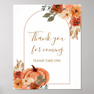 Pumpkin Terracota Baby Shower Tack för att du kom Poster
