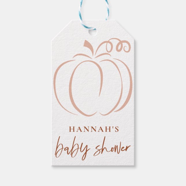 Pumpkin Terracotta Boho Burnt Orange Baby Shower Presentetikett (Framsidan)