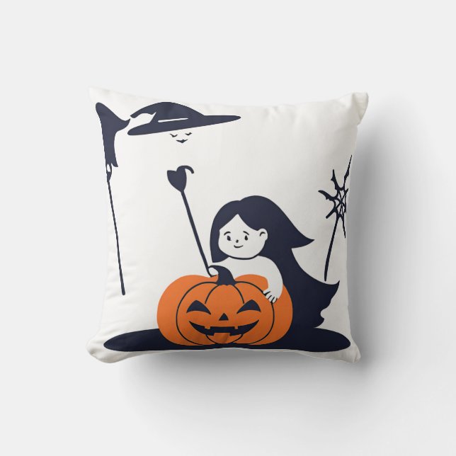 Pumpkin Text Baby First Halloween Mamma Silhouette Kudde (Framsida)