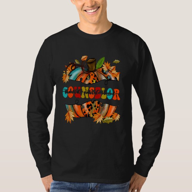 Pumpkin Thankful  Grateful  Blessed Counselor Autu T Shirt (Framsida)