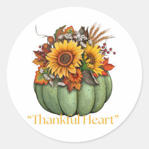 Pumpkin Thankful Heart Runt Klistermärke
