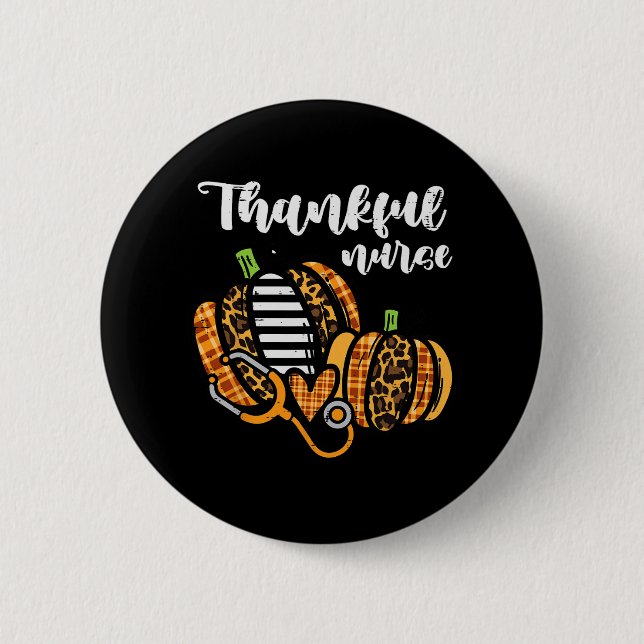 Pumpkin Thankful Nurse Thanksgiving Skrb Top Fall Knapp (Framsida)