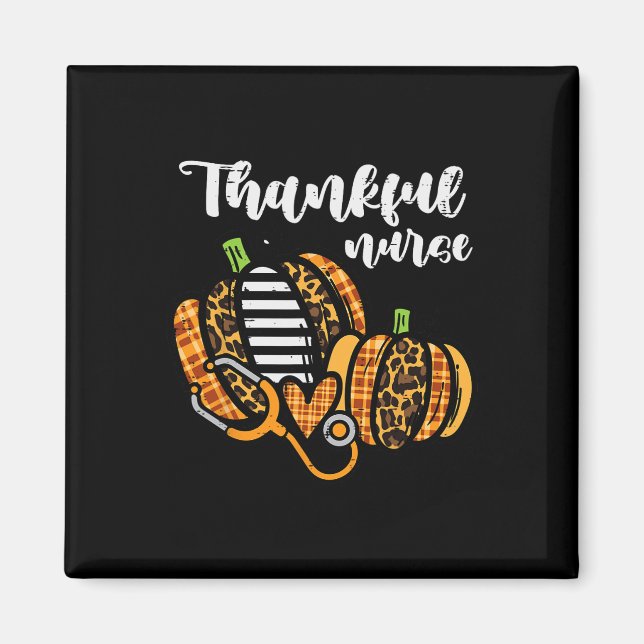 Pumpkin Thankful Nurse Thanksgiving Skrb Top Fall Magnet (Framsidan)