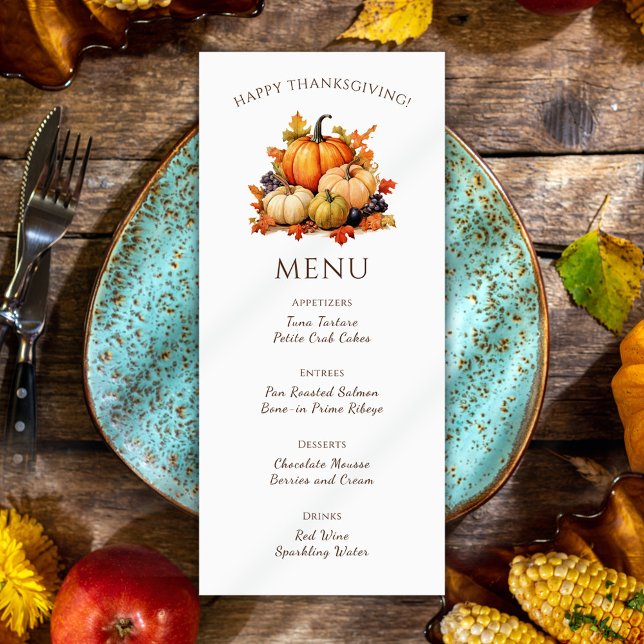 Pumpkin Thankful Thanksgiving Middag Meny (Pumpkin Thankful Thanksgiving Dinner Menu)