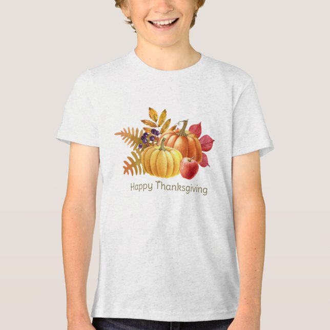 Pumpkin Thanksgiving Boys T-Shirt (Framsida)