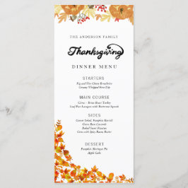 Pumpkin Thanksgiving Dinner Menu Meny