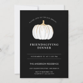 Pumpkin Thanksgiving Friendsgiving Black White Inbjudningar