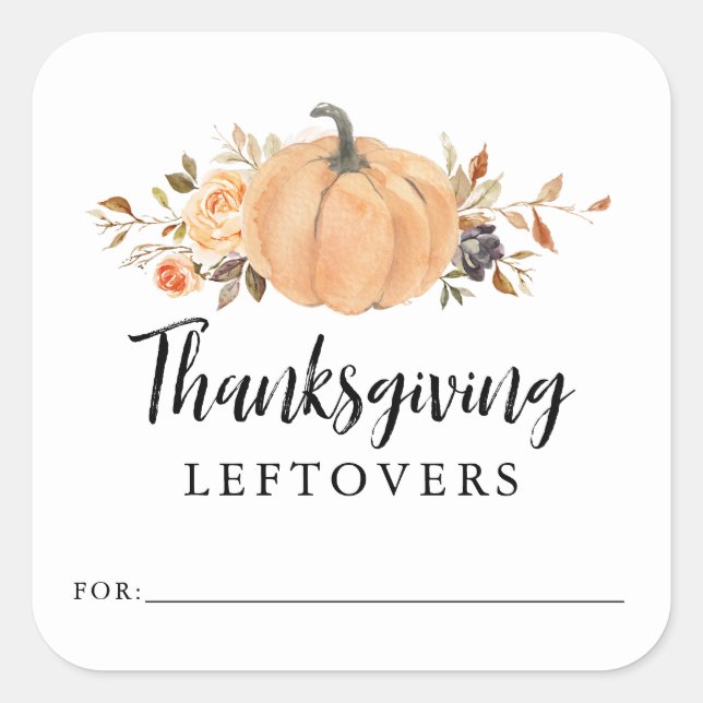 Pumpkin Thanksgiving Leftover Stickers Fyrkantigt Klistermärke (Framsida)