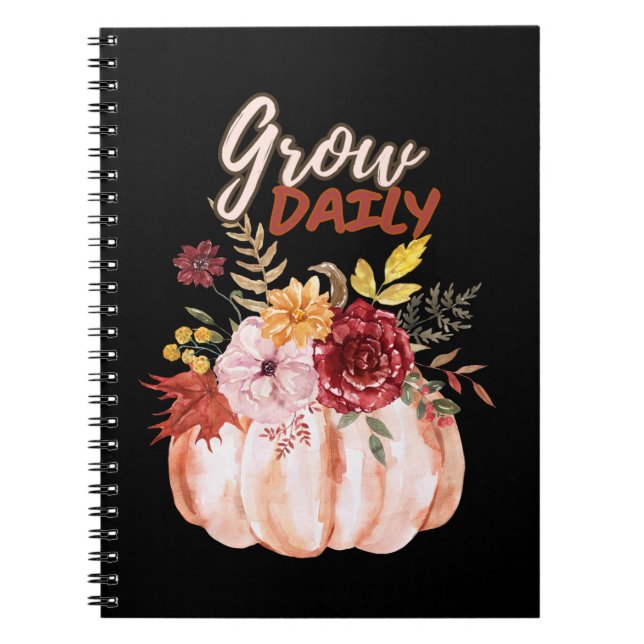 Pumpkin-themed- Grow Daily Quote Halloween Season Anteckningsbok (Framsidan)