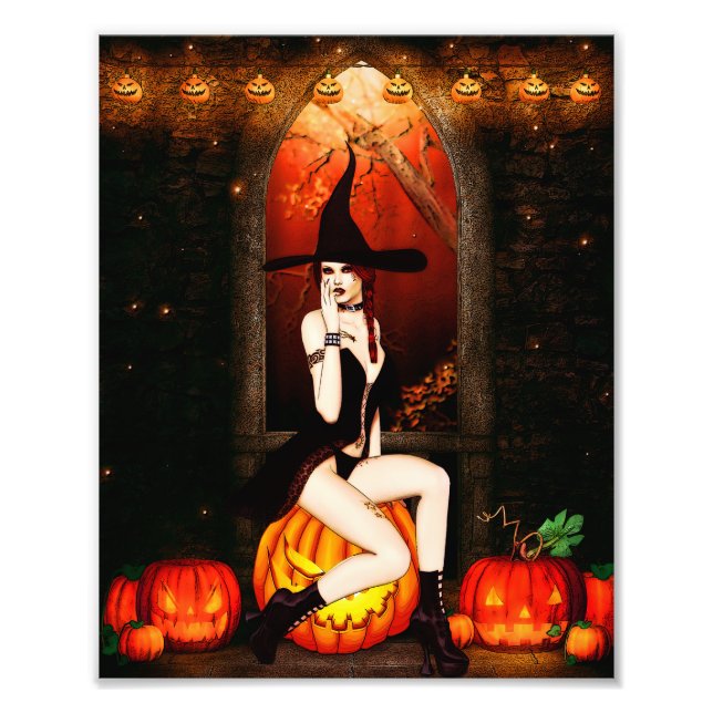 Pumpkin Throne Witch Fototryck (Framsidan)
