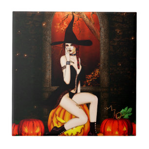 Pumpkin Throne Witch Kakelplatta