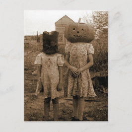 Pumpkin tjej med svart säck vykort