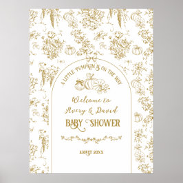 Pumpkin Toile Blommigt Neutralt Baby Shower Välkom Poster