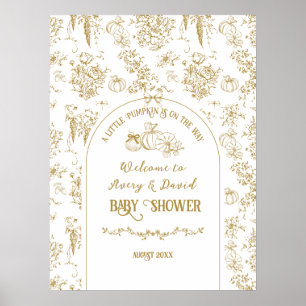 Pumpkin Toile Blommigt Neutralt Baby Shower Välkom Poster