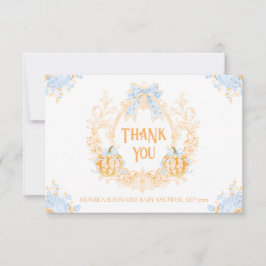 Pumpkin Toile Vapensköld Elegant Boy Shower Tack Kort