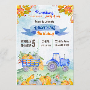 Pumpkin Tractor Birthday Call Inbjudningar