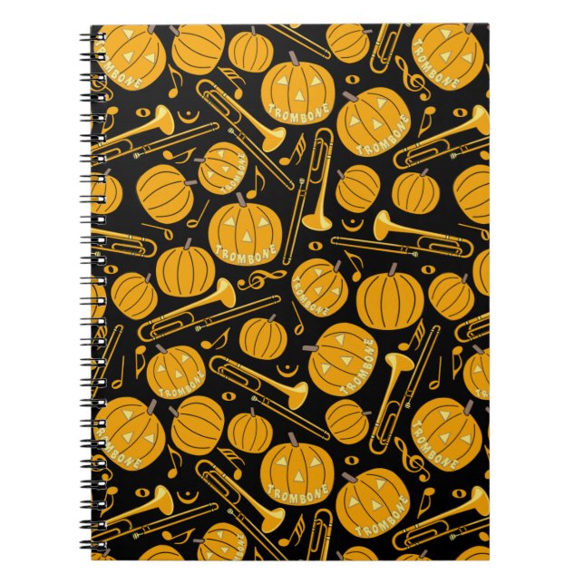 Pumpkin Trombone Musik noter bärbar dator Anteckningsbok (Framsidan)