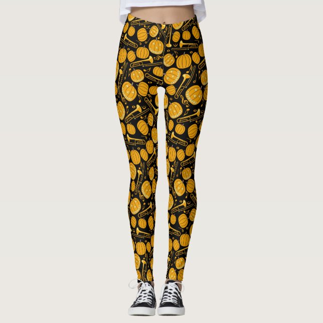 Pumpkin Trombone Musik noter Leggings (Framsida)