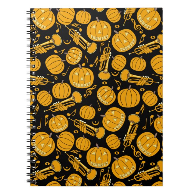 Pumpkin Trumpet Musik noter bärbar dator Anteckningsbok (Framsidan)