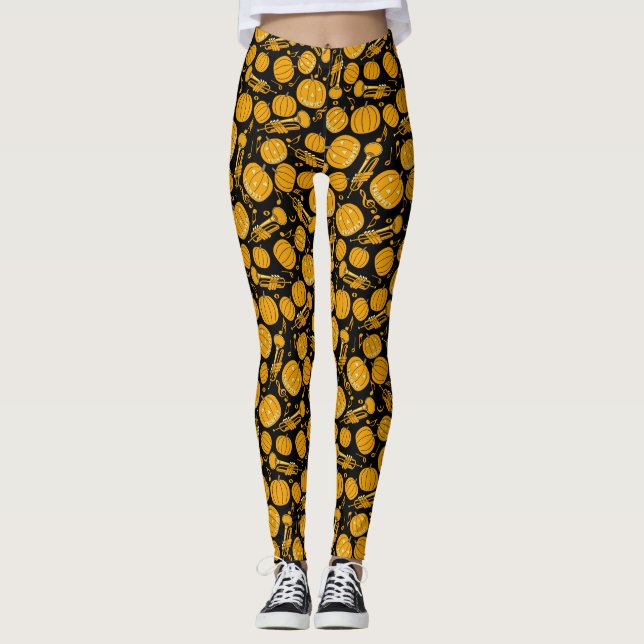Pumpkin Trumpet Musik noter Leggings (Framsida)