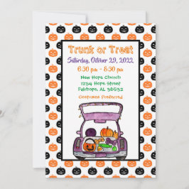 Pumpkin Trunk eller Treat Halloween-inbjudan Inbjudningar