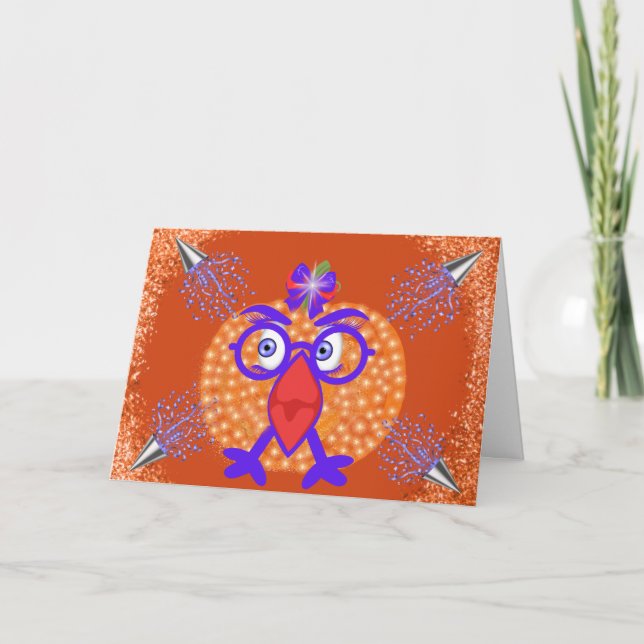 Pumpkin Turkey Greeting Card Kort (Framsida)