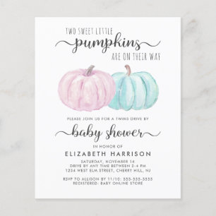 Pumpkin Twin Boy Girl Drive by Baby Shower Inbjuda