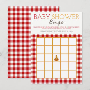 Pumpkin Uggla & Gingham Baby Shower Bingo Inbjudningar
