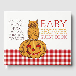 Pumpkin Uggla & Gingham Baby Shower Gästböcker