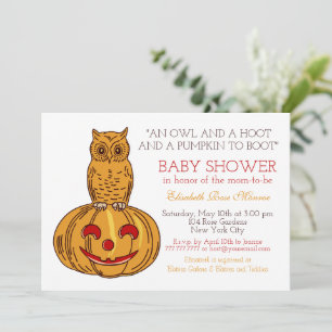 Pumpkin Uggla & Gingham Baby Shower Inbjudningar