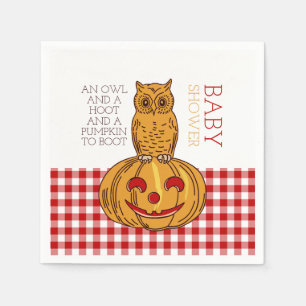 Pumpkin Uggla & Gingham Baby Shower Pappersservett