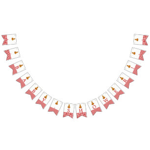 Pumpkin Uggla & Gingham Baby Shower Vimplar
