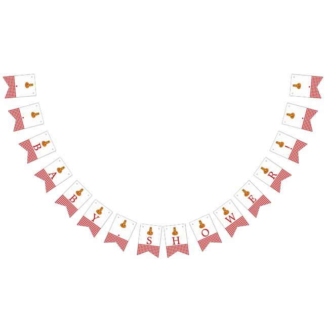 Pumpkin Uggla & Gingham Baby Shower Vimplar (Alla)