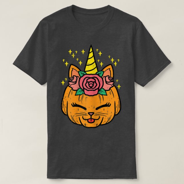 Pumpkin Unicorn Cute Halloween Costume Girls W T Shirt (Design framsida)
