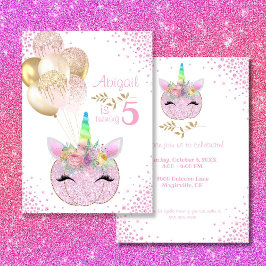 Pumpkin Unicorn Girl 5:e födelsedagen Inbjudningar