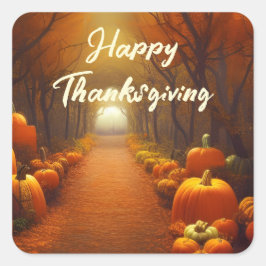 Pumpkin Väg BeSnygg höstscen Anpassningsbar Fyrkantigt Klistermärke