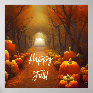 Pumpkin Väg BeSnygg höstscen Anpassningsbar Poster